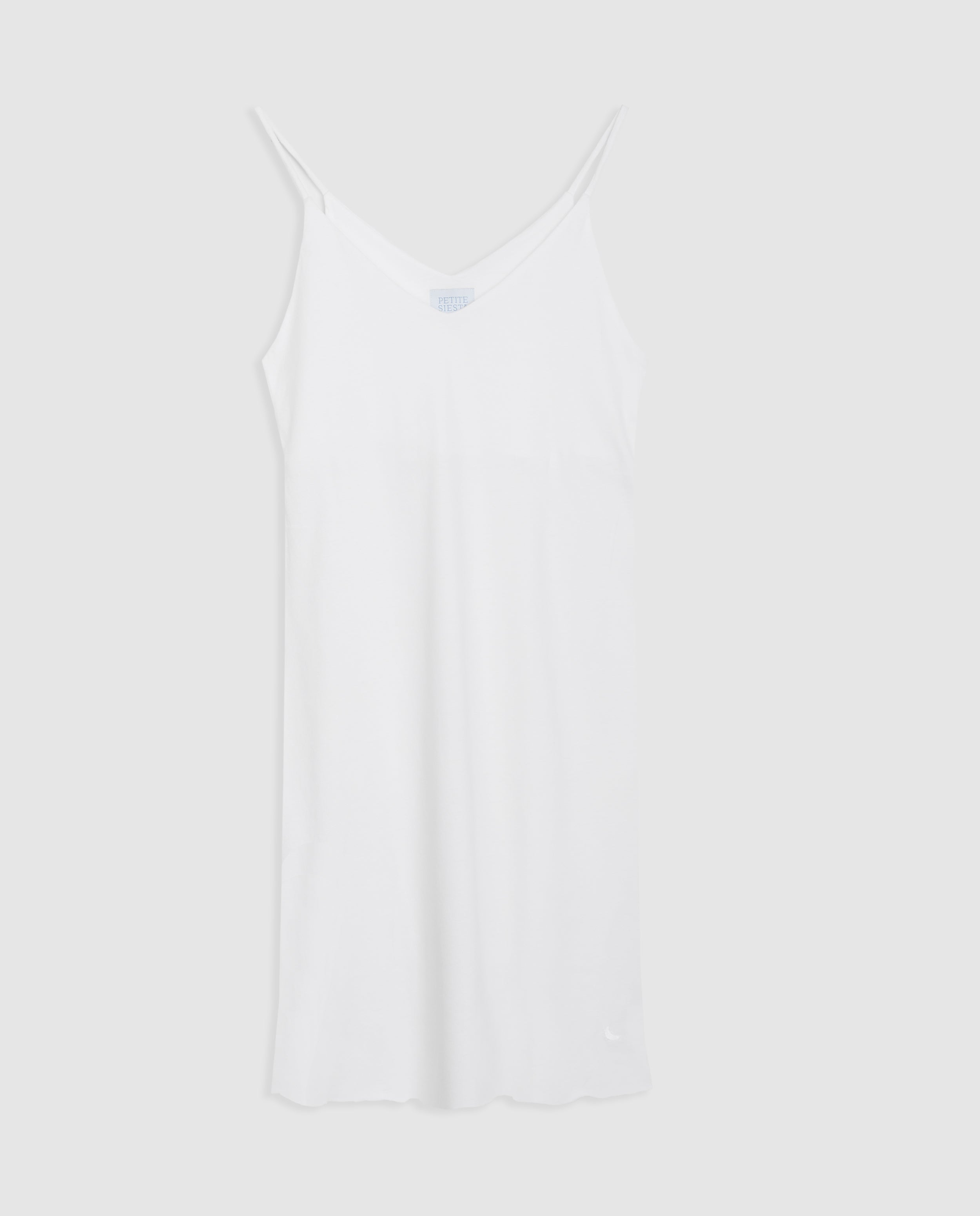 Chemise de nuit courte blanche à bretelles pour femme