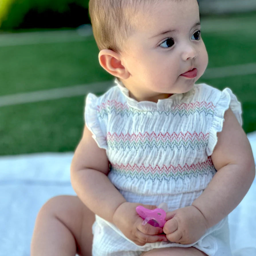 Pelele Sin Mangas Blanco Smock Multicolor