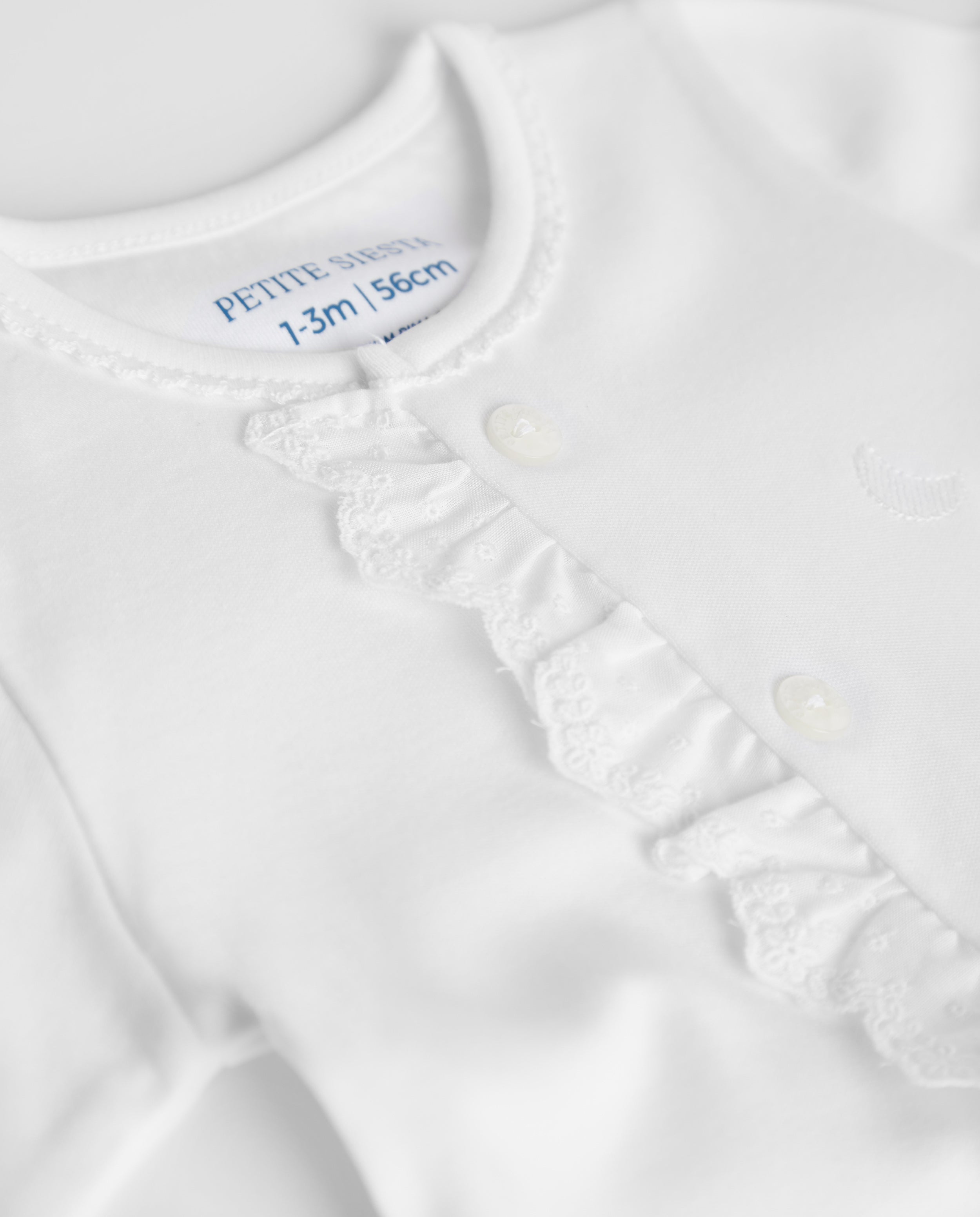 Pijama Bebé Tira Bordada Blanco