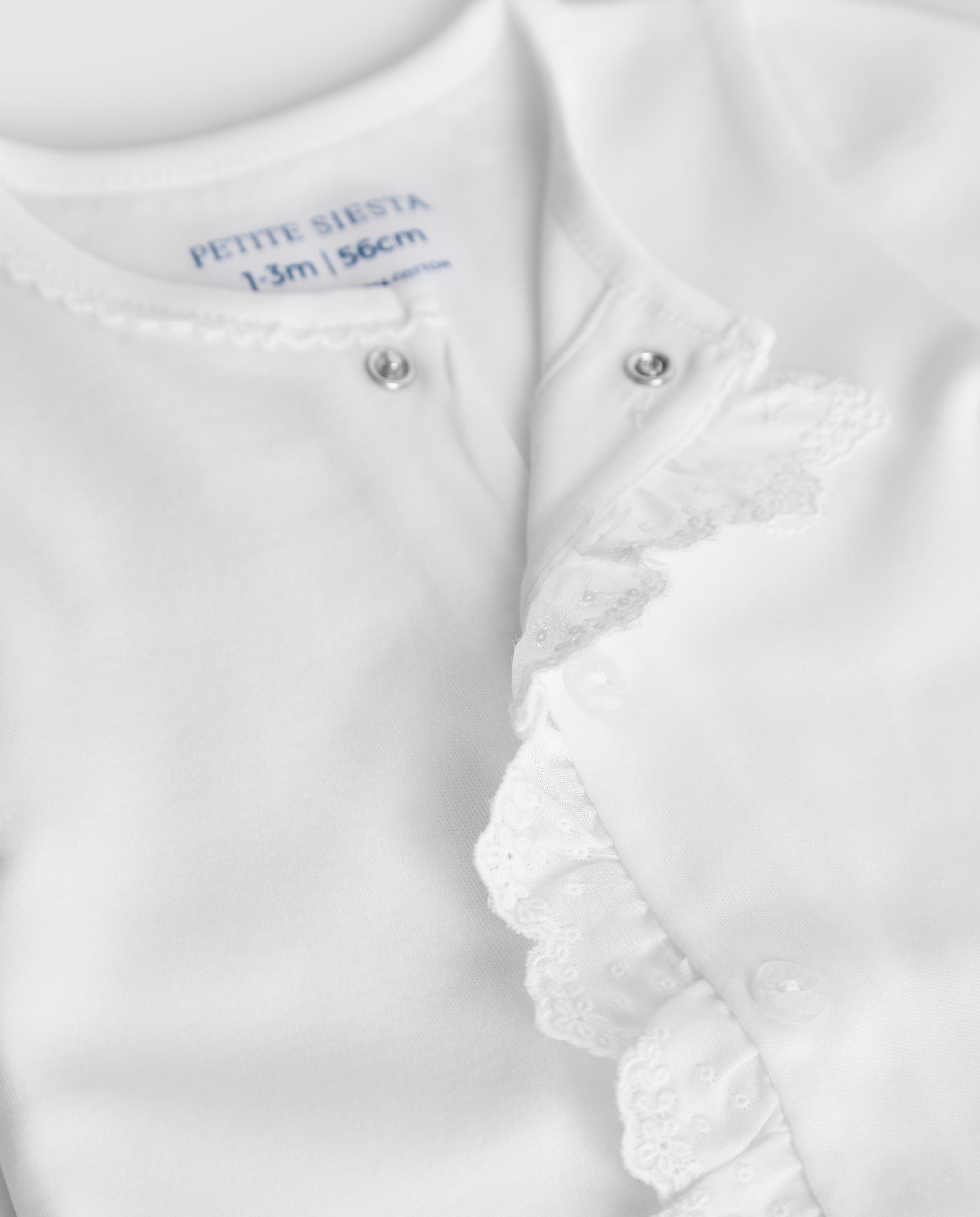 Pijama Bebé Tira Bordada Blanco