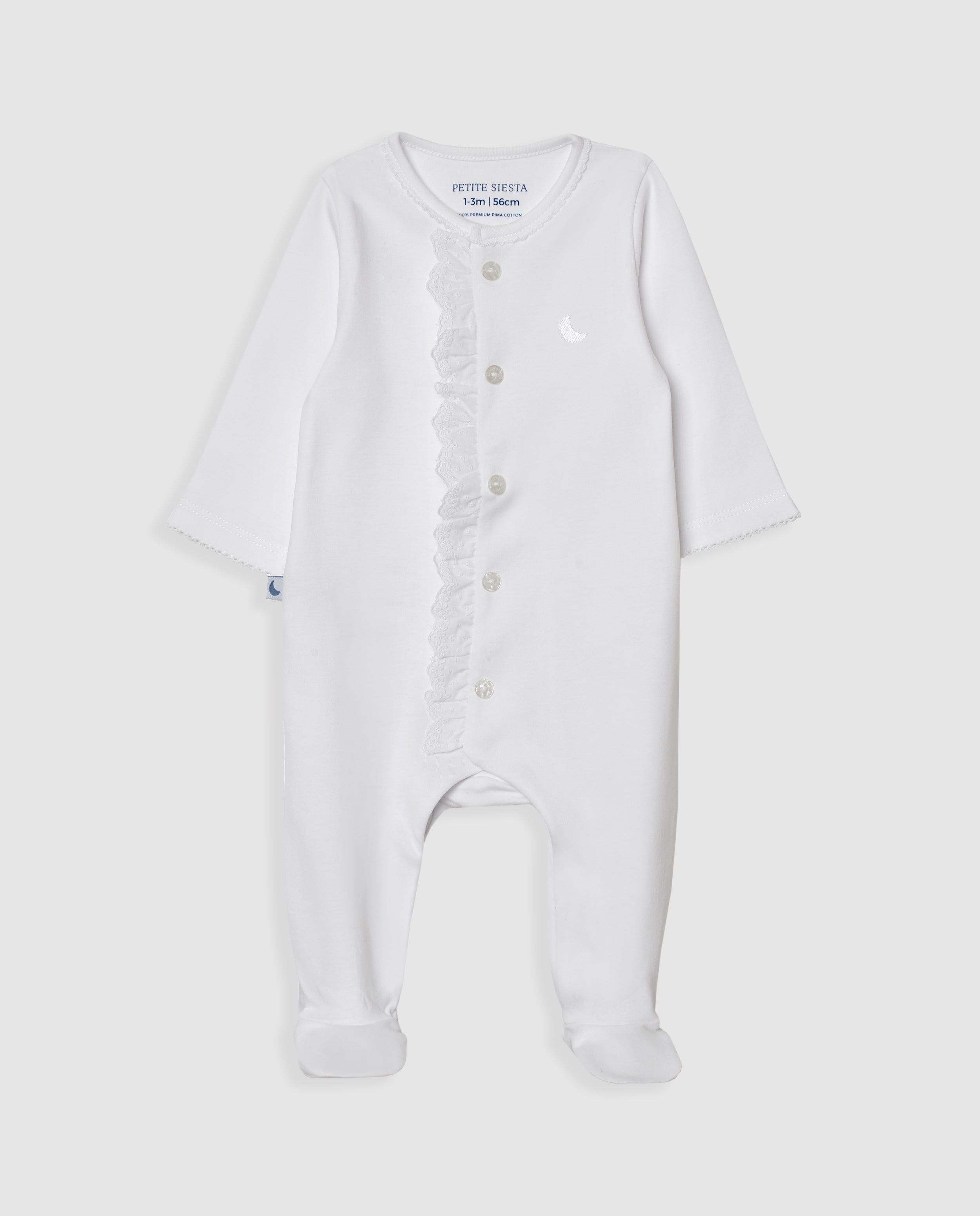 Pijama Bebé Tira Bordada Blanco