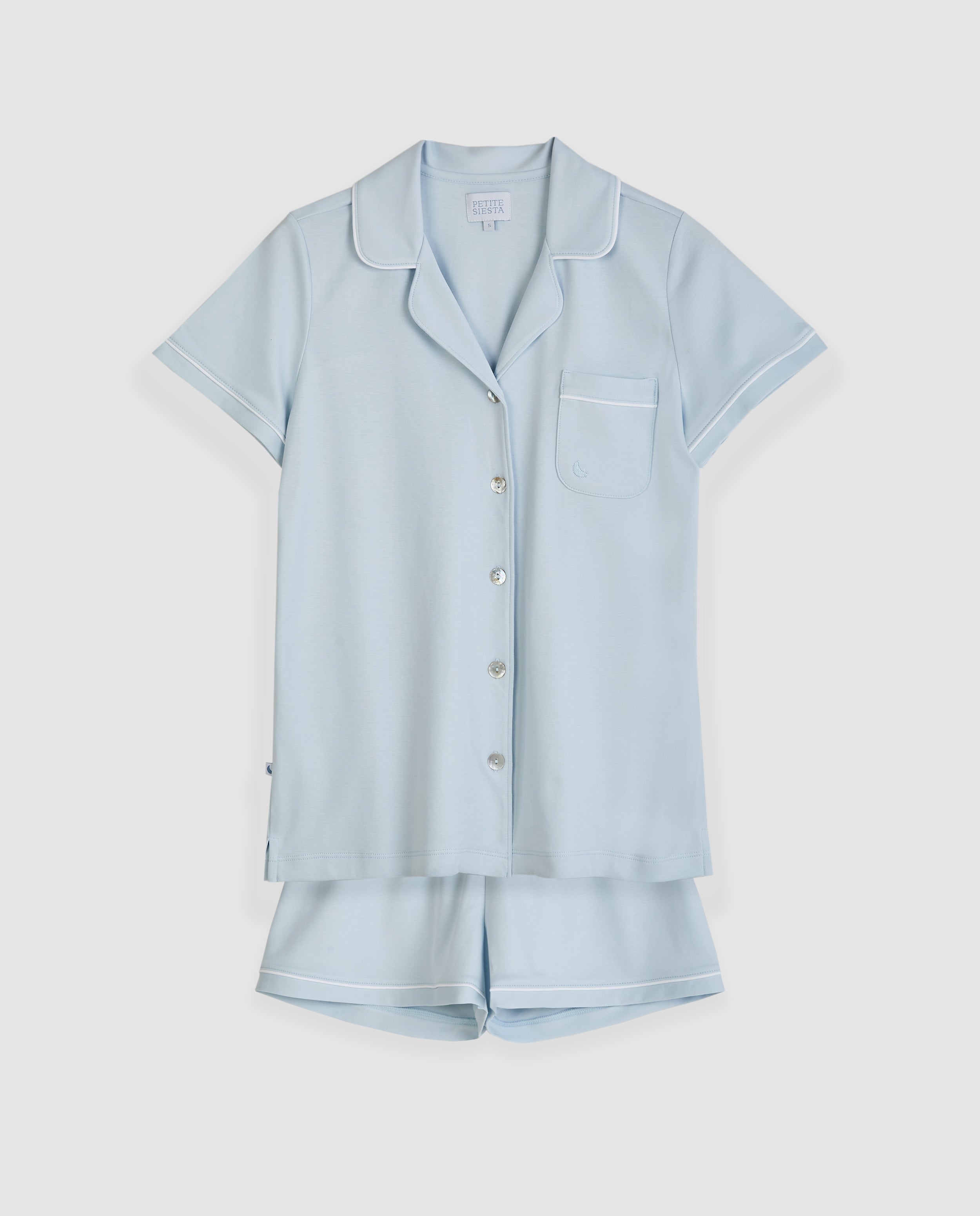 Pyjama chemise courte bleue pour femme