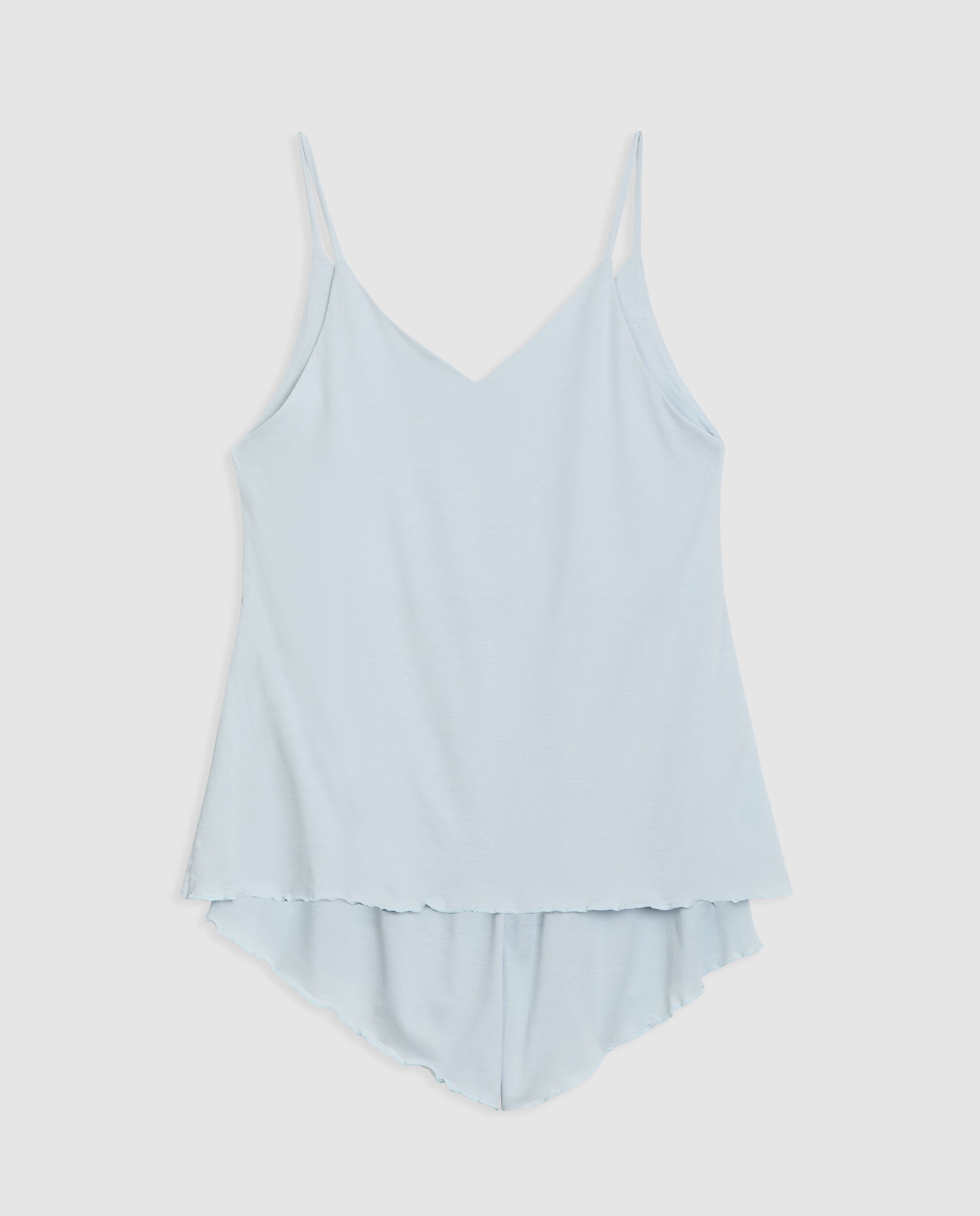 Pyjama bleu à bretelles courtes pour femme