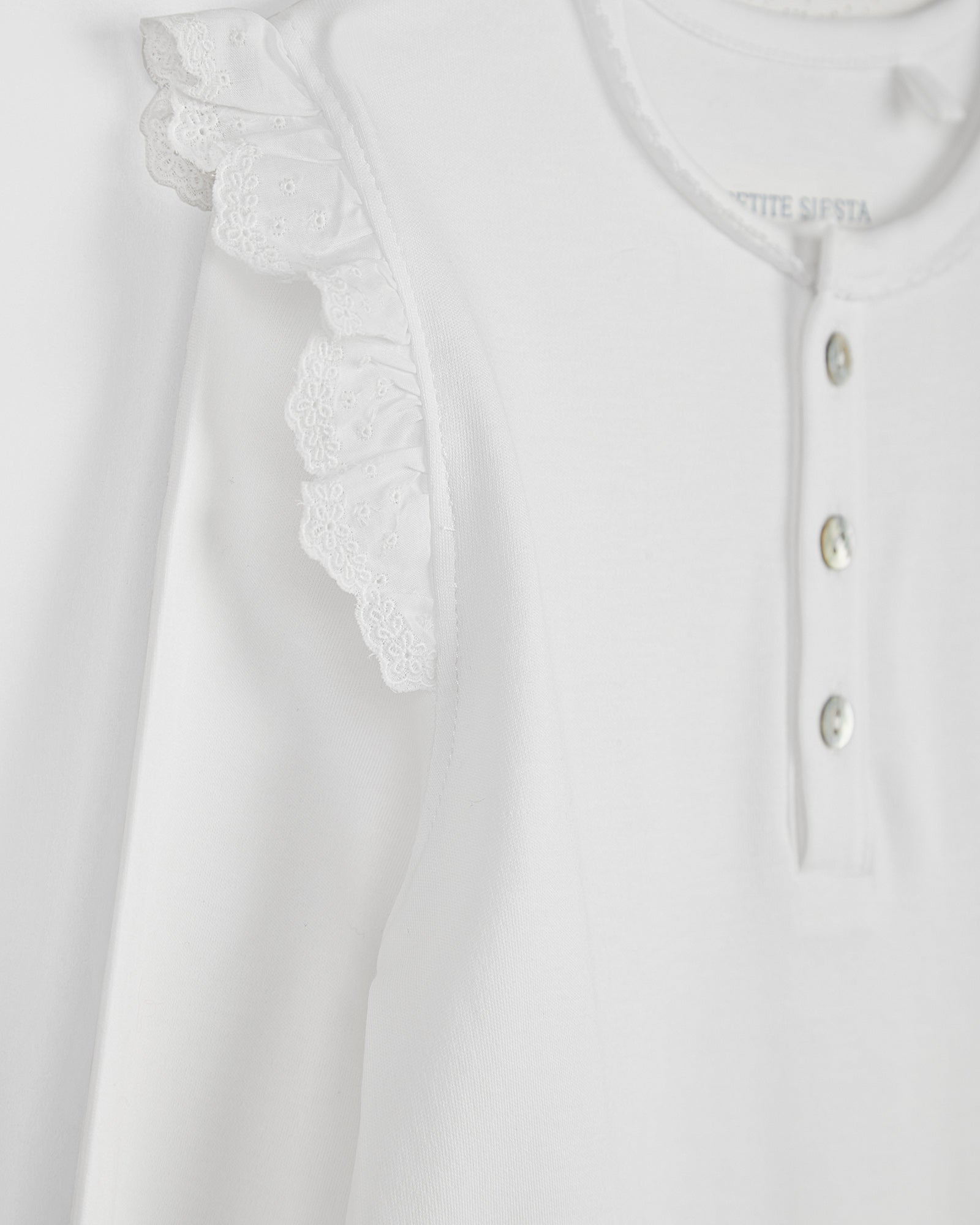 Kids Pajamas Ruffles Embroidered Strip