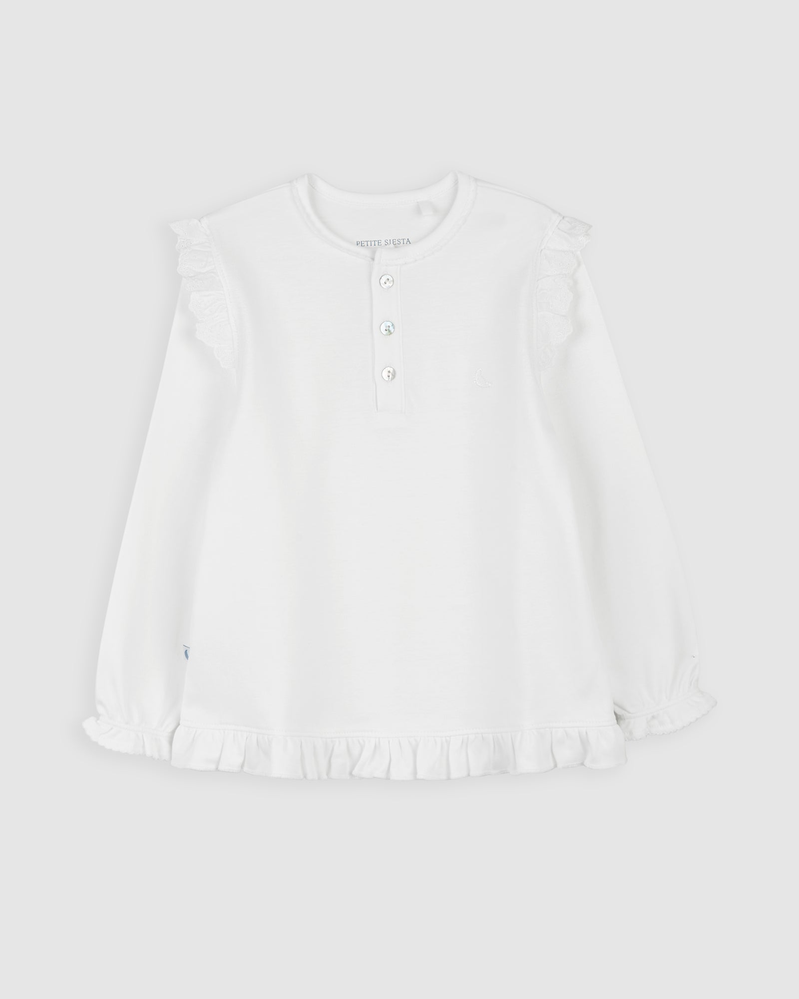 Kids Pajamas Ruffles Embroidered Strip