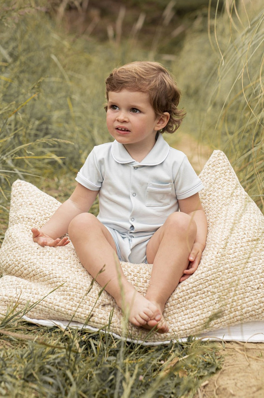 Pijama Bebé Camisero Azul Corto