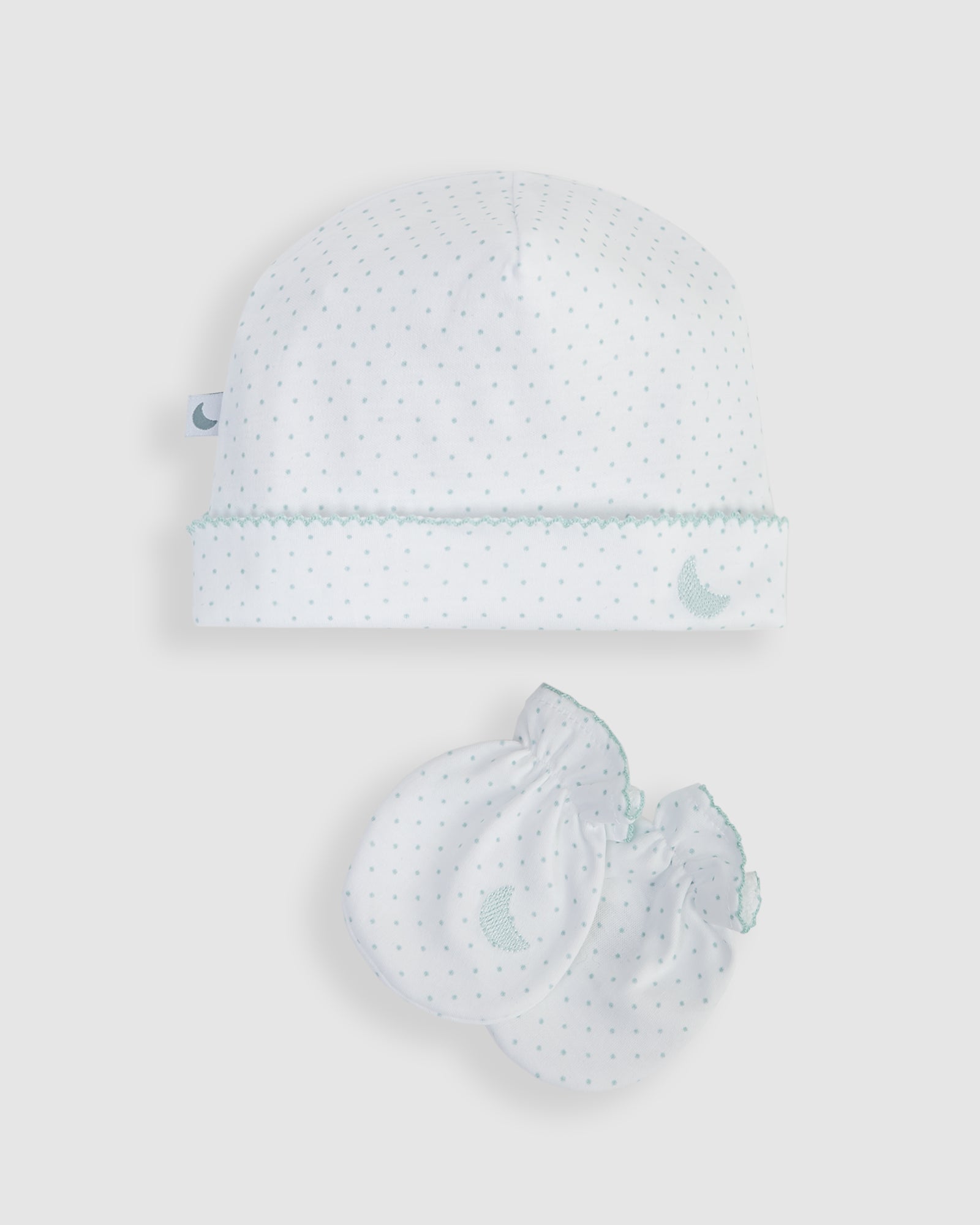 Pack bonnet et mitaines - Pois bleus