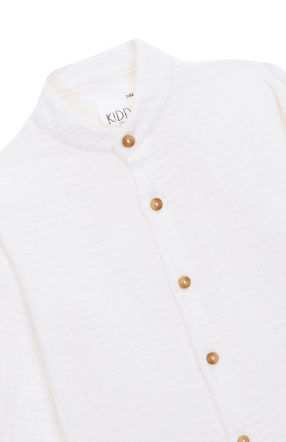 Chemise Mao en bambou blanc