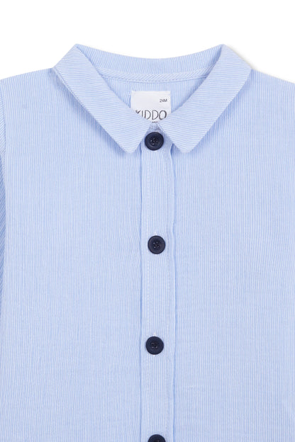 Chemise bleue à col rond Millerighe