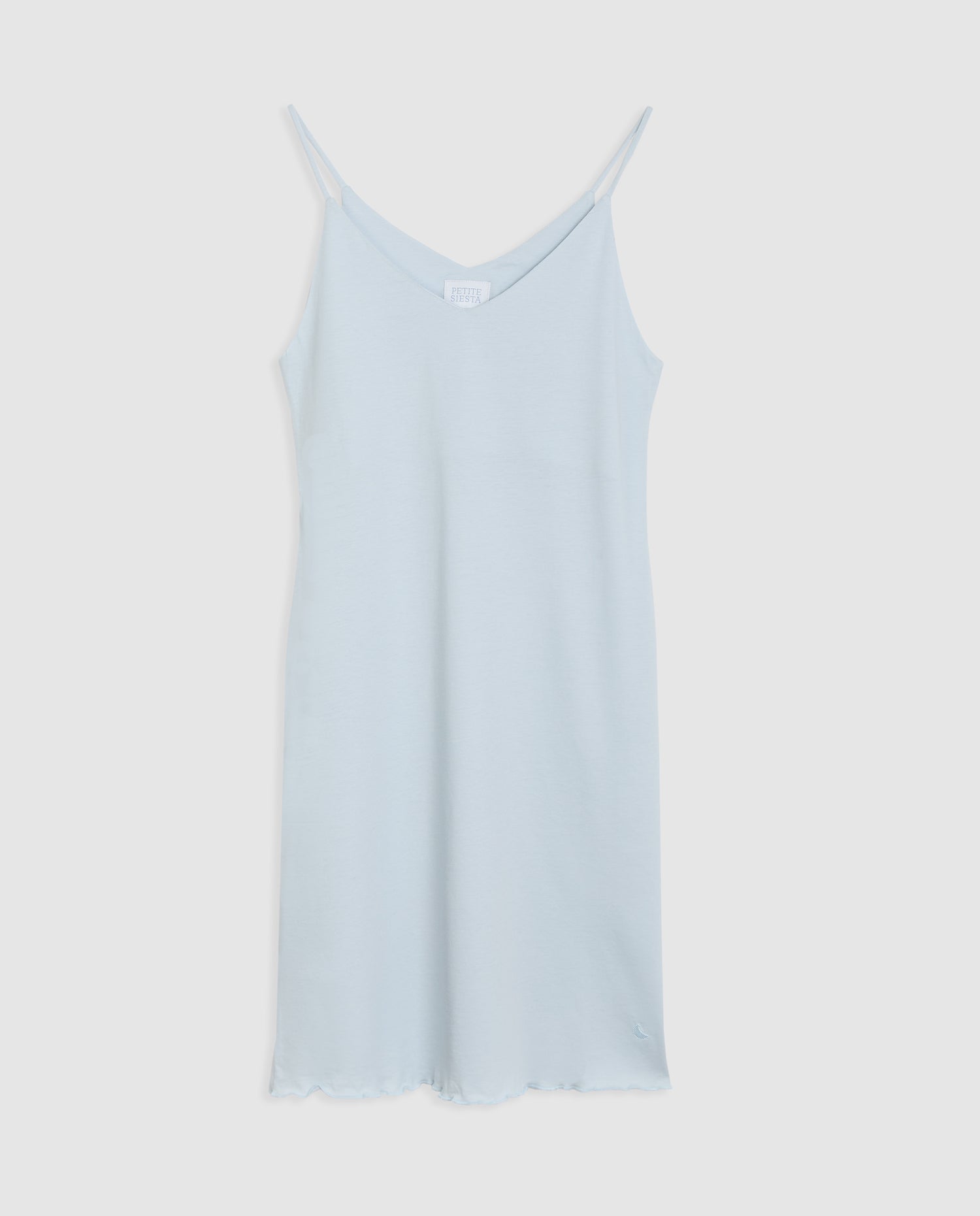 Chemise de nuit courte bleue à bretelles pour femme