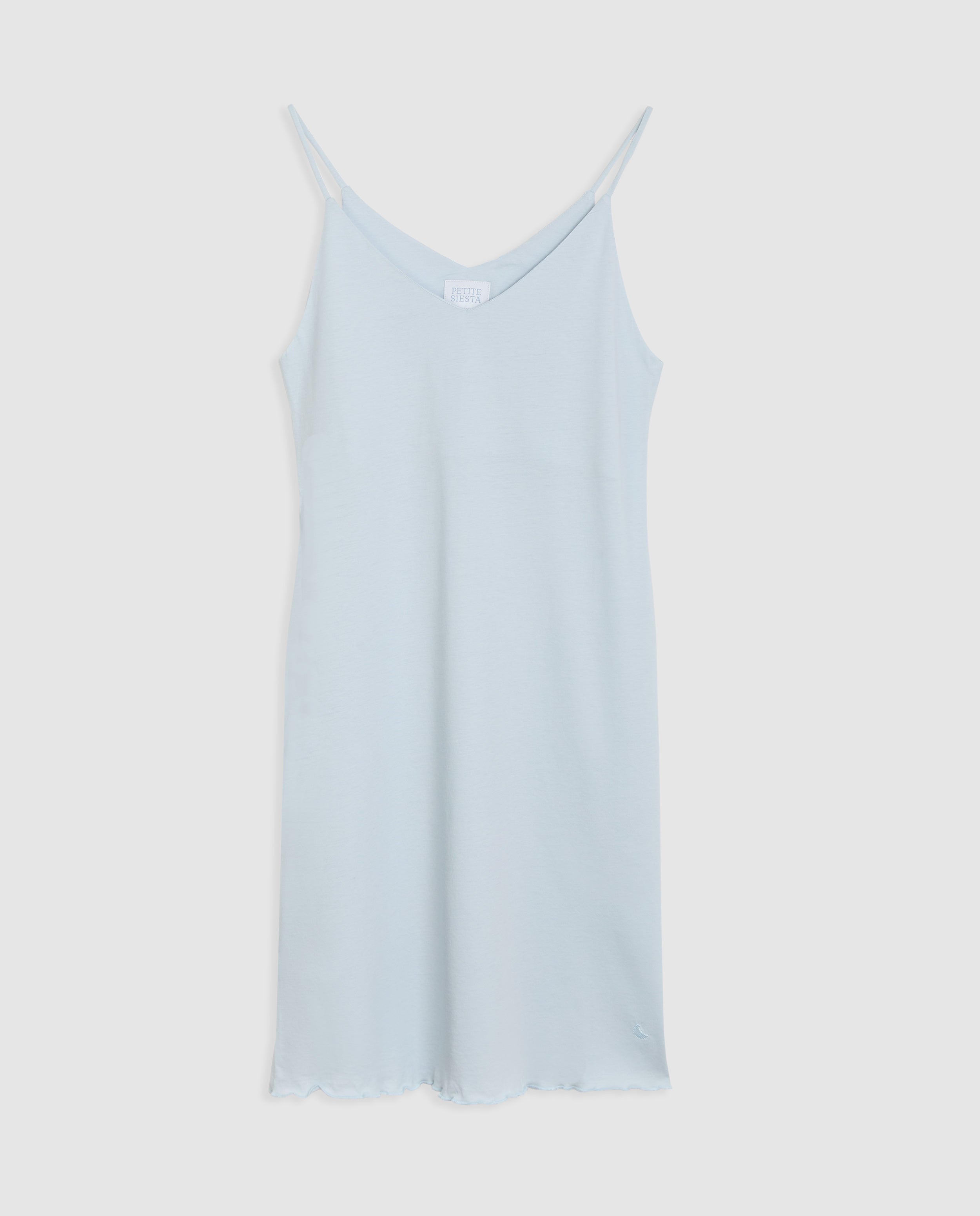 Chemise de nuit courte bleue à bretelles pour femme