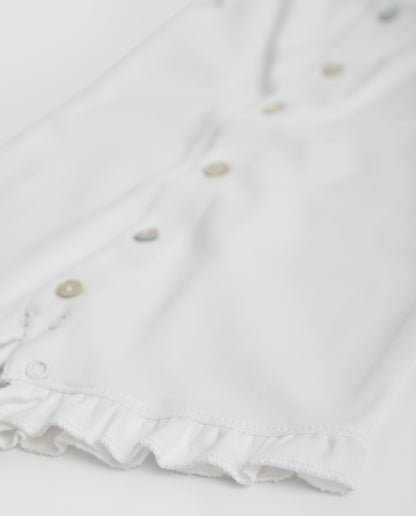 Pyjama bébé court à rayures blanches brodées