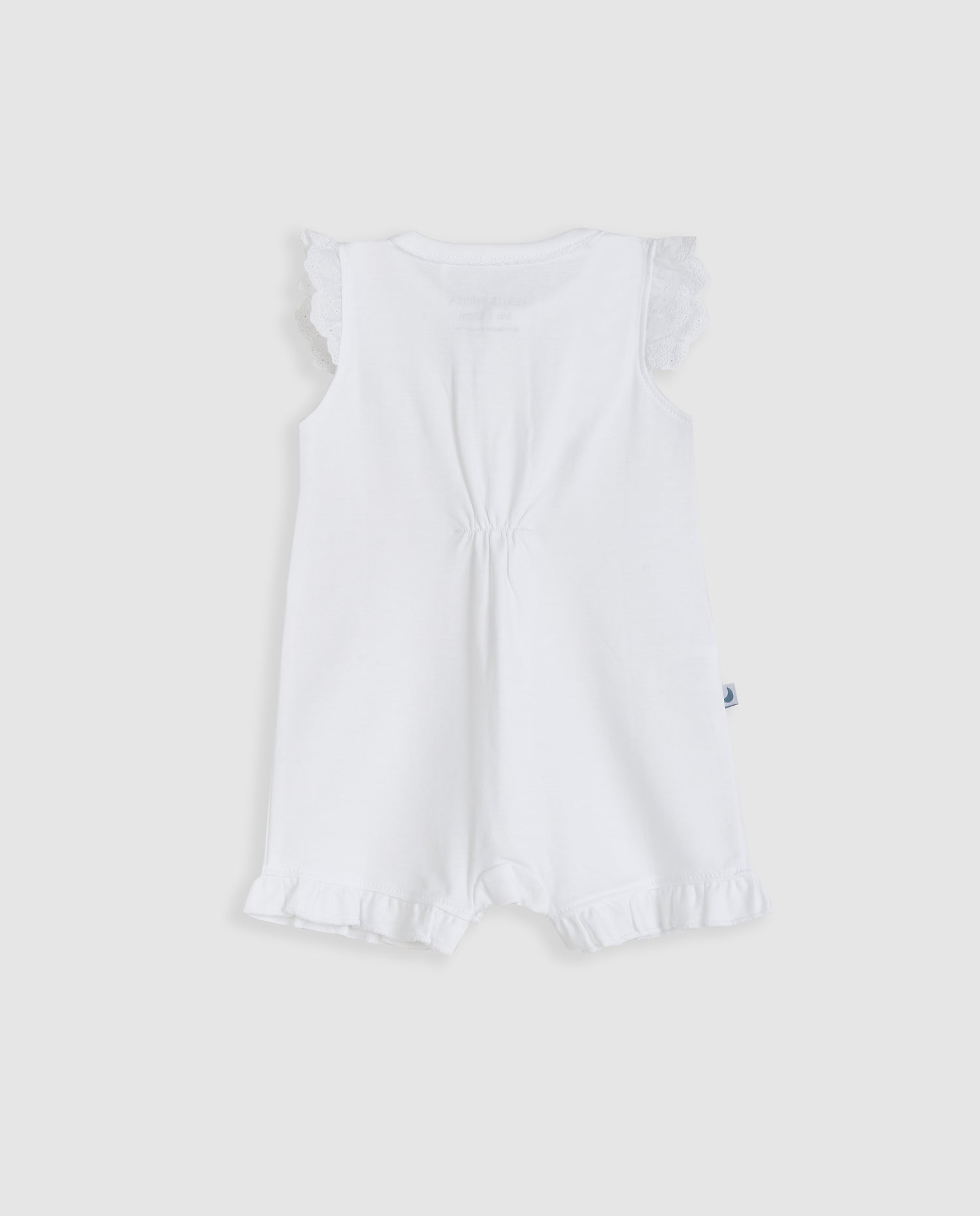 Pyjama bébé court à rayures blanches brodées
