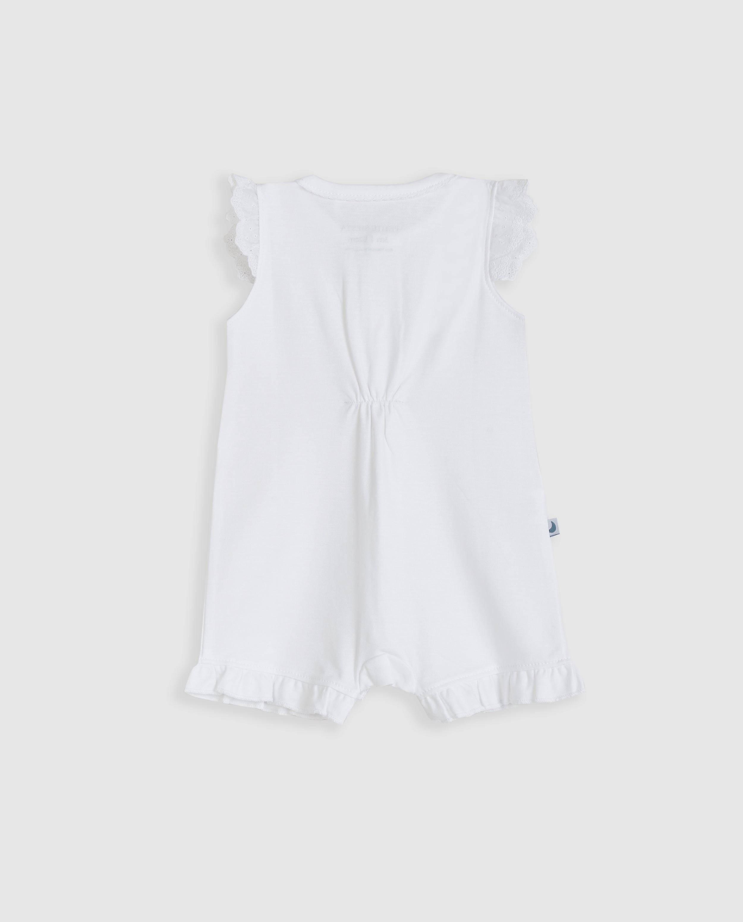 Pyjama bébé court à rayures blanches brodées