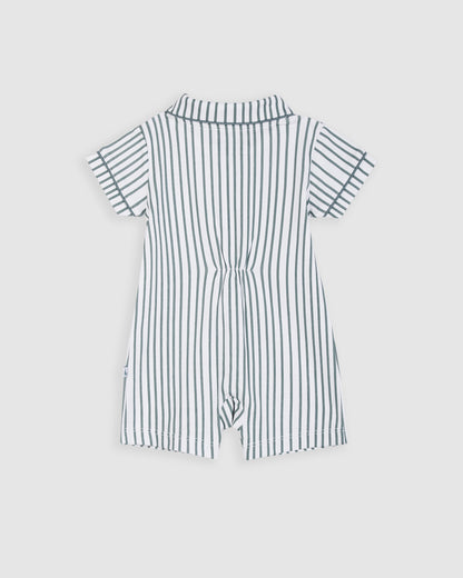 Pyjama bébé court à rayures bleu foncé