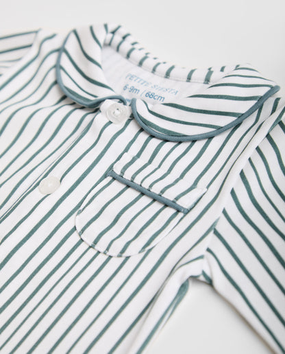 Pyjama bébé à rayures bleu foncé