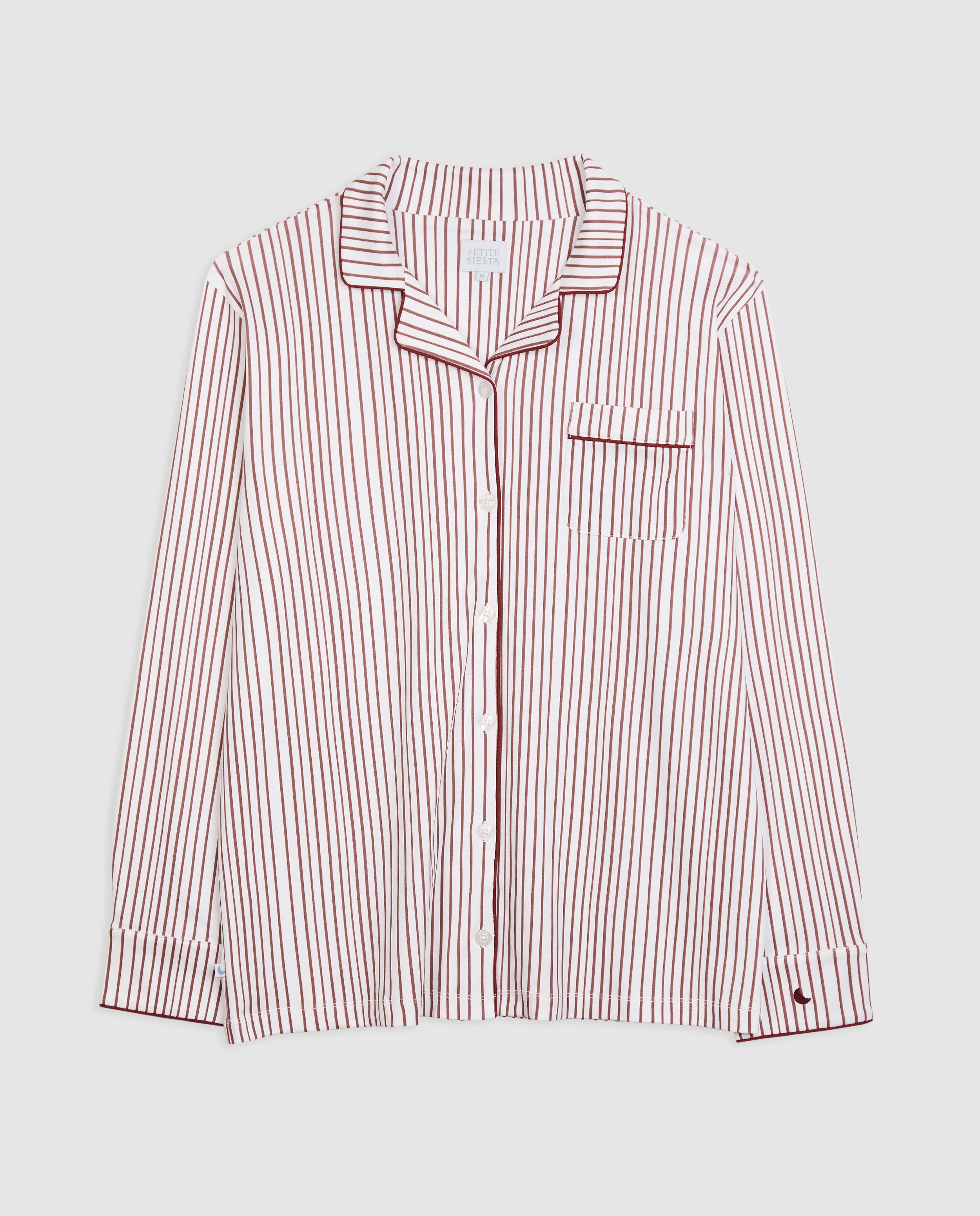 Pyjama chemise rayée bordeaux pour homme