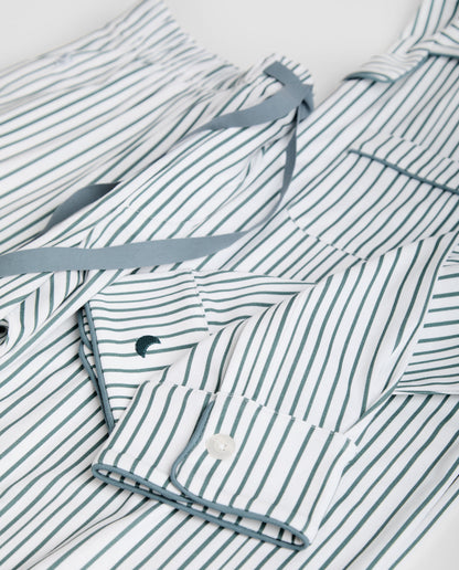 Pyjama chemise à rayures bleu foncé pour homme