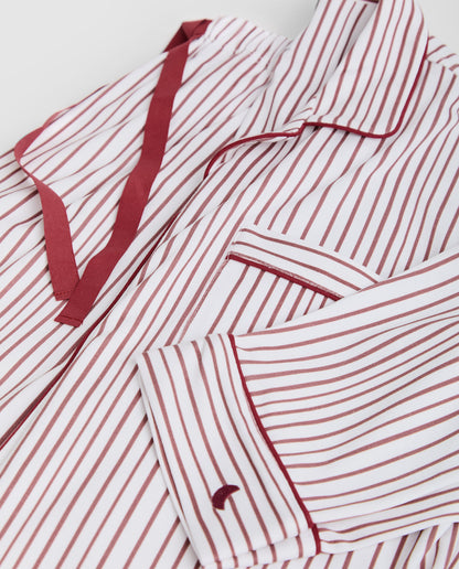Pijama Mujer Camisero Rayas Burgundy