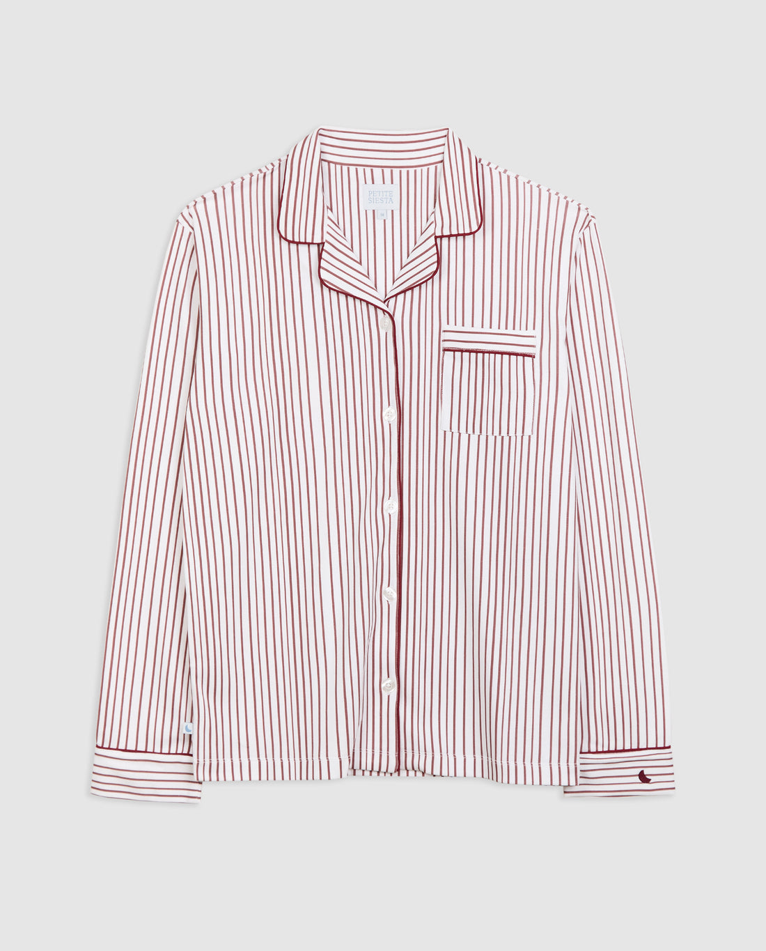 Pyjama chemise rayé bordeaux pour femme