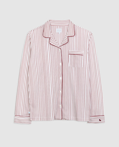 Pijama Mujer Camisero Rayas Burgundy