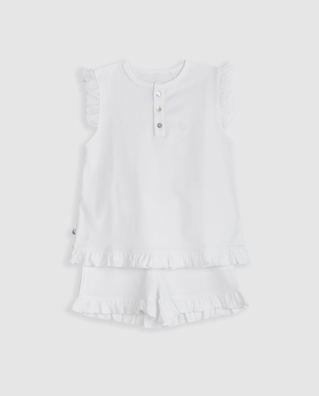 Pijama Kids Volantes Tira Bordada Corto