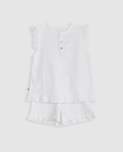Pijama Kids Volantes Tira Bordada Corto
