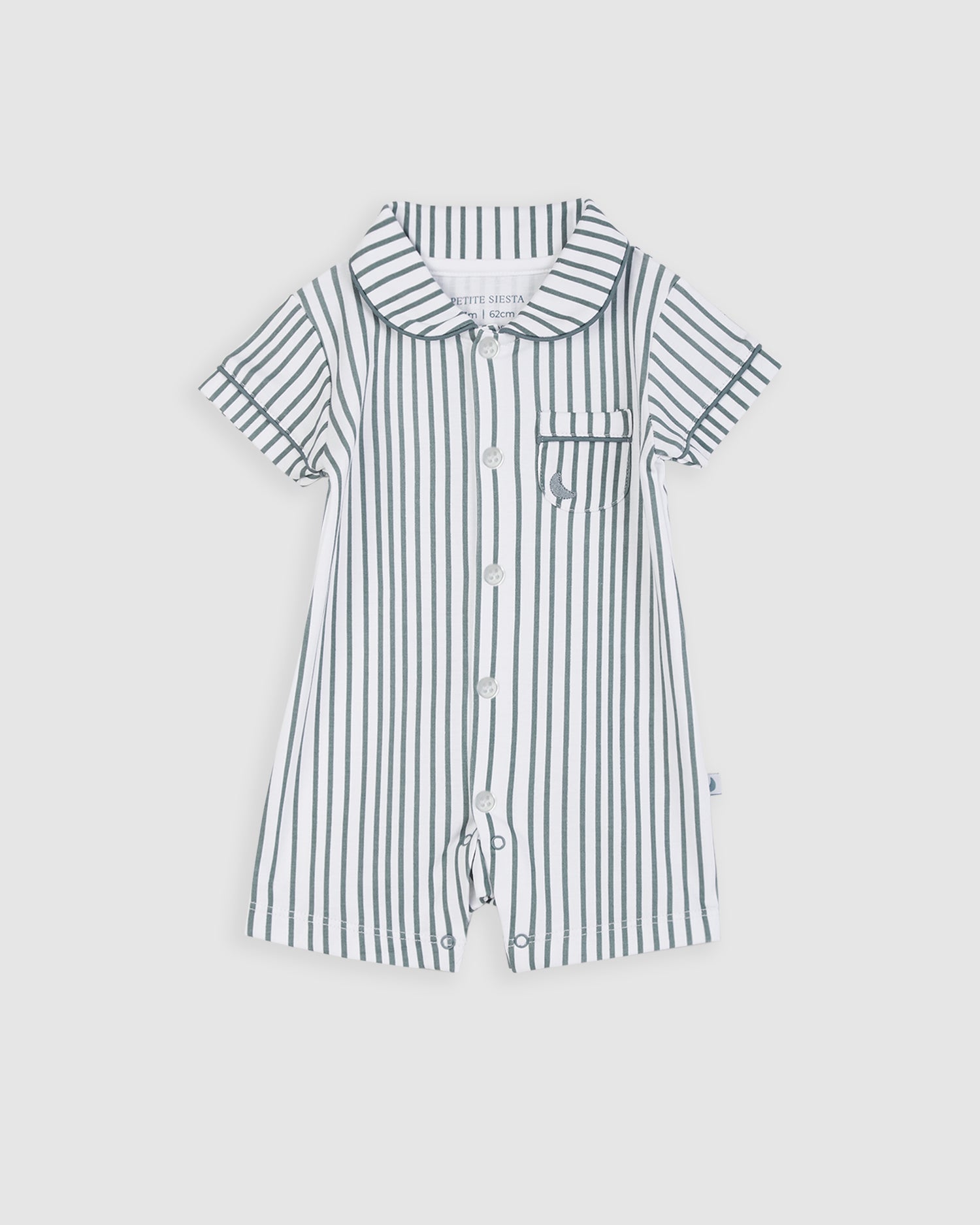 Pyjama bébé court à rayures bleu foncé