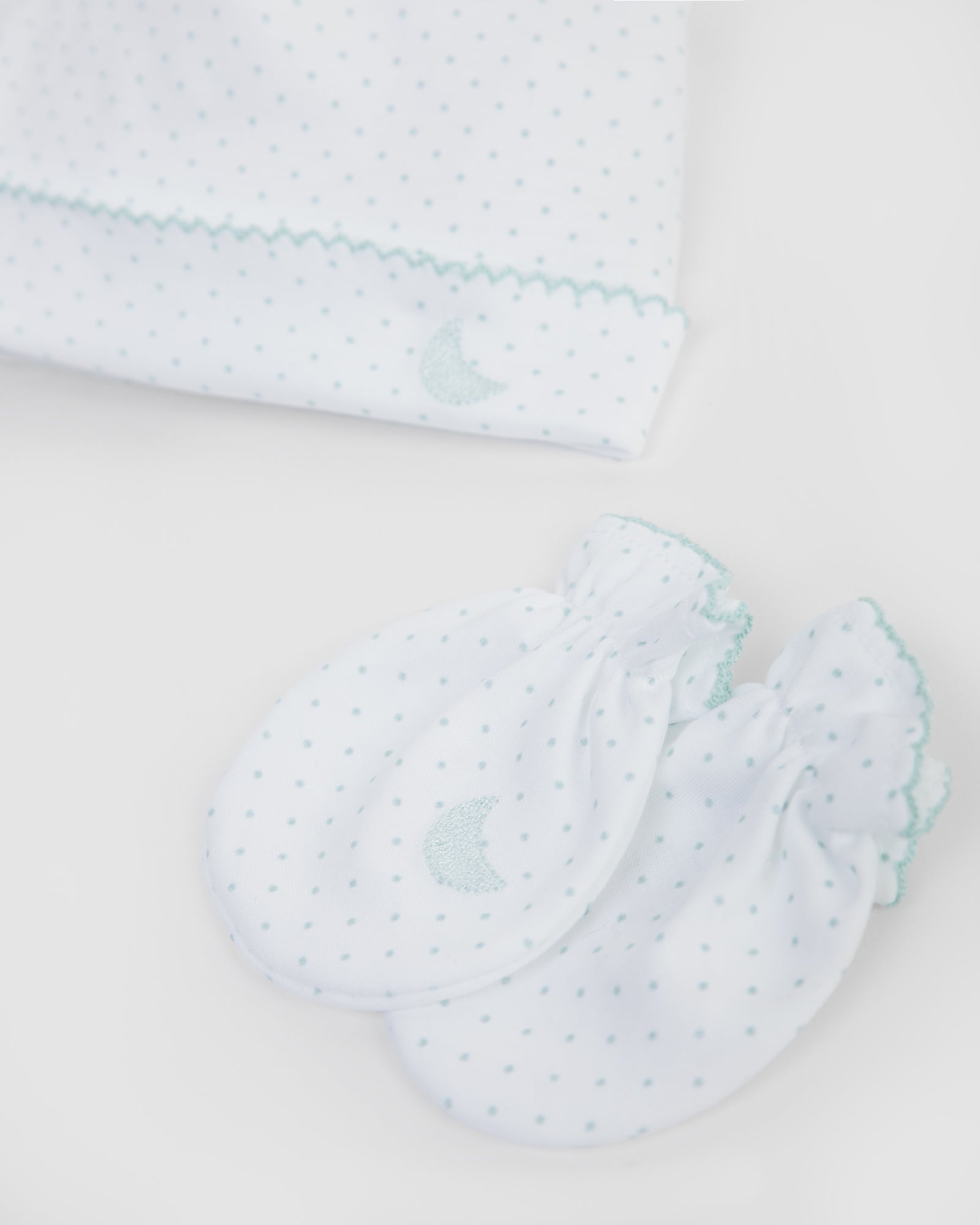 Pack bonnet et mitaines - Pois bleus