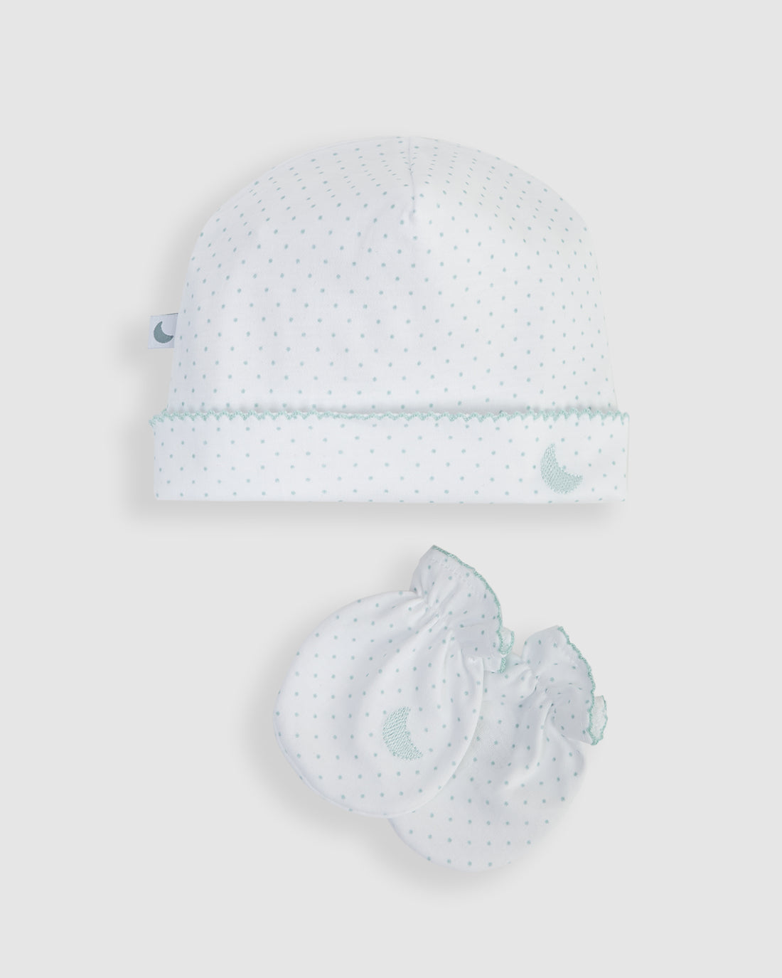 Pack bonnet et mitaines - Pois bleus