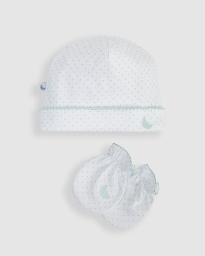 Pack bonnet et mitaines - Pois bleus